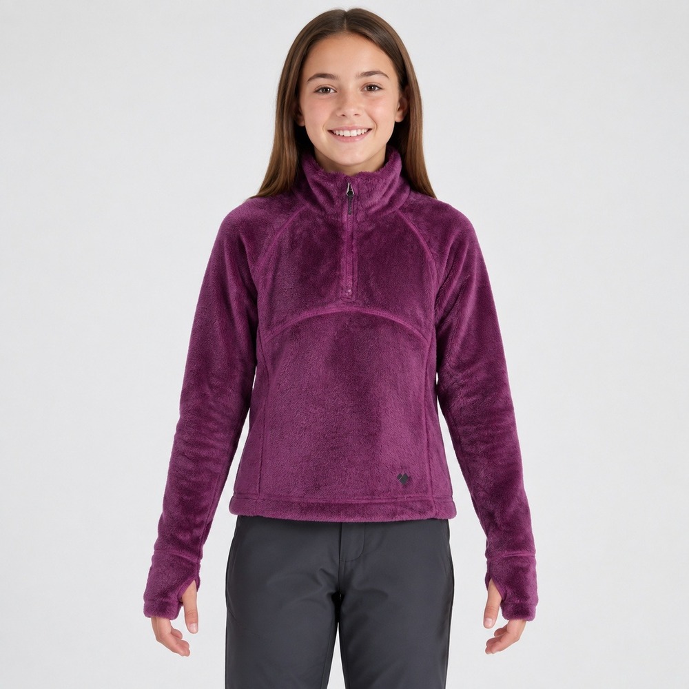 Obermeyer Furry Fleece Top Girls S Purple 1/4 Zip Ski Pullover Style 37000